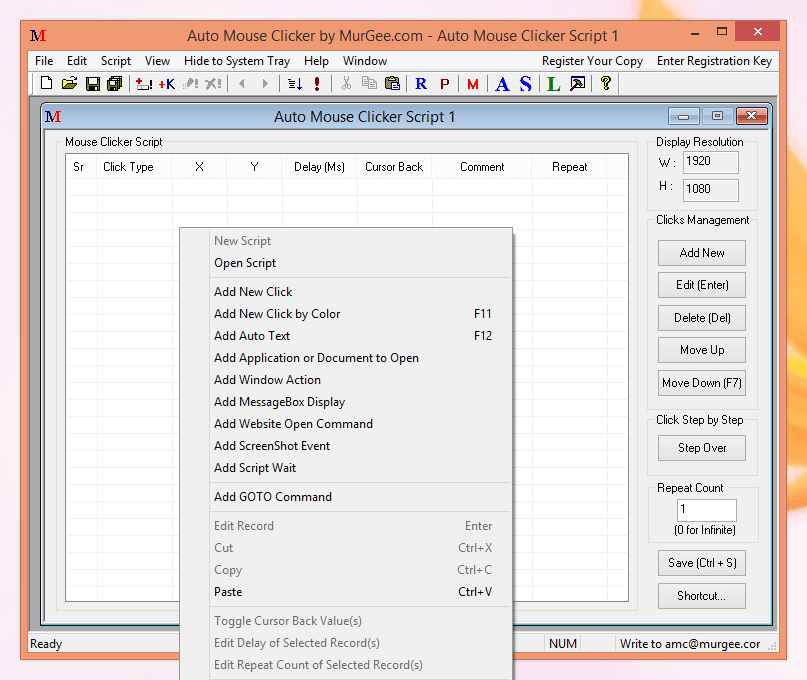 MurGee Auto Mouse Click Sample Scripts
