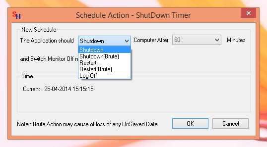 Schedule Action - ShutDown Timer