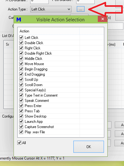 Control Visible Automation Actions listed in Auto Mouse Click Utility