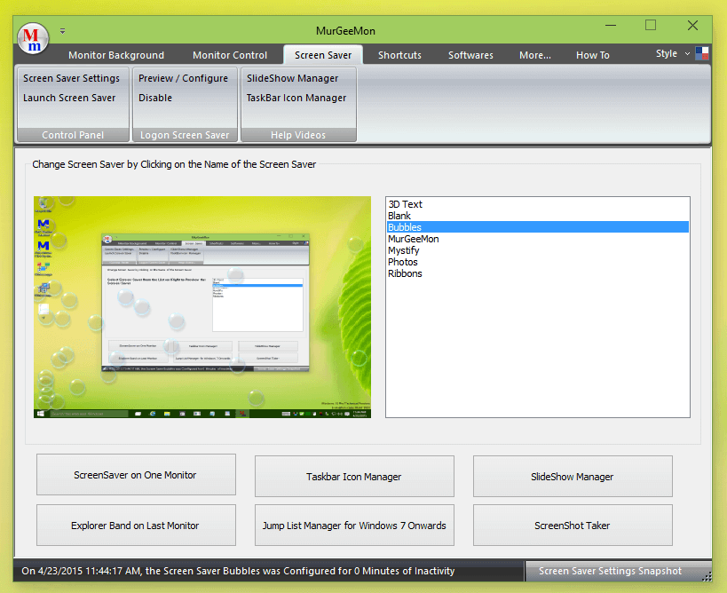 Control Screensaver, Jumplist and many more aspects of Dual Monitor Software